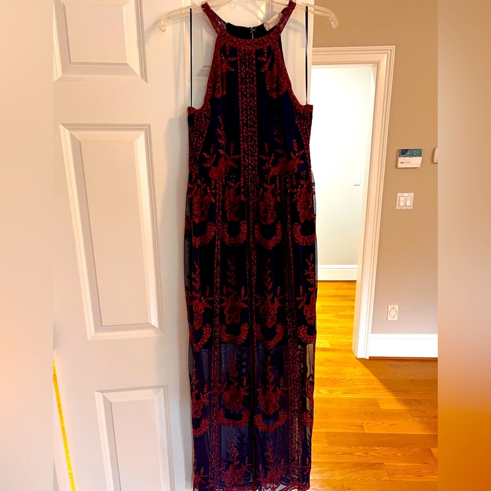 Altered State dress. Navy and red lace dress with underlay.  Size L